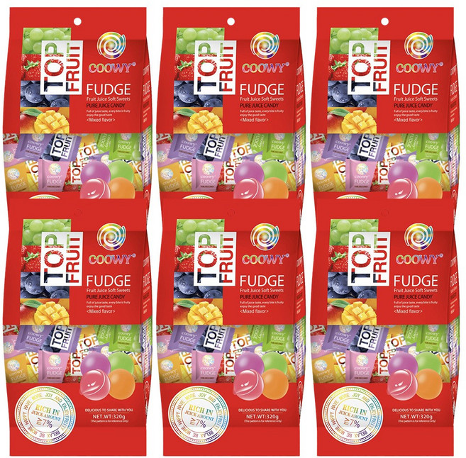 탑젤리 탑푸르트 망고 딸기 포도 믹스 혼합젤리 베트남 다낭 프릇 FUDGE, 280g, 6개