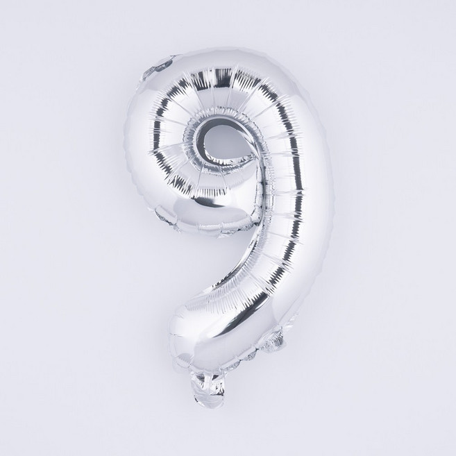 아트포유 은박 파티 숫자풍선 소형 40cm, 1개, 화이트 골드 9
