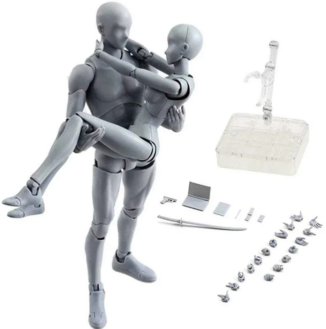 미니어처 전신 인체 모형 액션 피규어 구체관절 데생 드로잉 바디 남 여, 블랙 여자, 1개