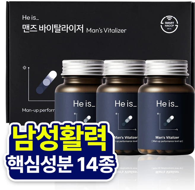 히이즈 맨즈 바이탈라이저 남성활력&스태미너 14종 아연, 60정, 3개 - 쿠팡