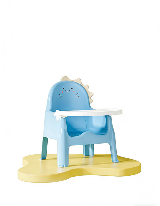 寶寶餐椅 嬰兒餐椅 兒童餐椅 幼兒餐椅 - 防摔學坐靠背座椅小凳子, 奶藍+餐盤【適合1-12歲】