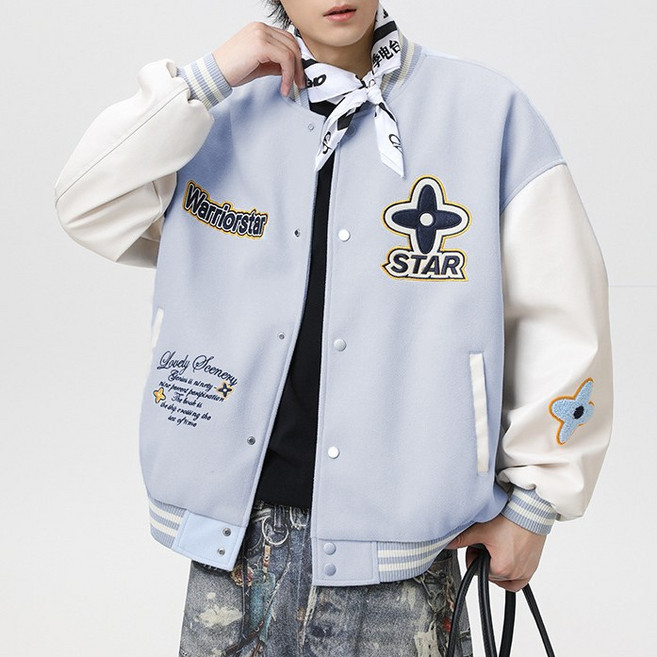 킹앤조이 공용 배색 야구점퍼 바시티 리모디 자켓