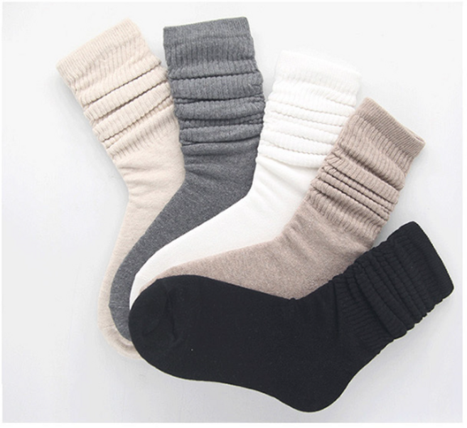 여자 베이지 주름 골지 셔링 워머 양말 패션 삭스