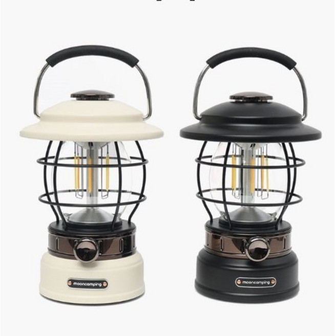 문캠핑 빈티지 클래식 차박 피크닉 캠핑 LED랜턴 램프 L사이즈, 블랙, 1개