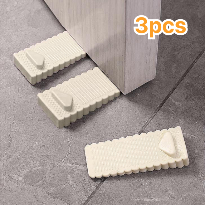 방문 고정 문닫힘 방지 실리콘 도어 스토퍼 3P 세트, 베이지, 3개