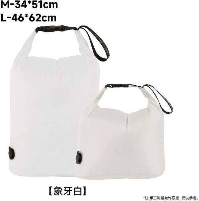 真空壓縮衣物收納袋 旅行收納袋 防水收納袋 戶外收納袋 卷口設計, 1個, 白色