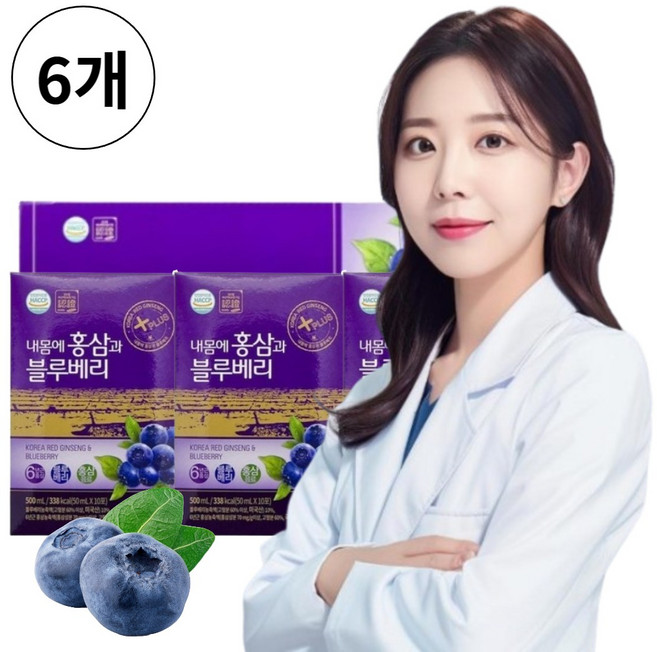 DAEDONG 블루베리즙 블루베리원액 홍삼 엑기스 주스 HACCP, 6개, 1.5L