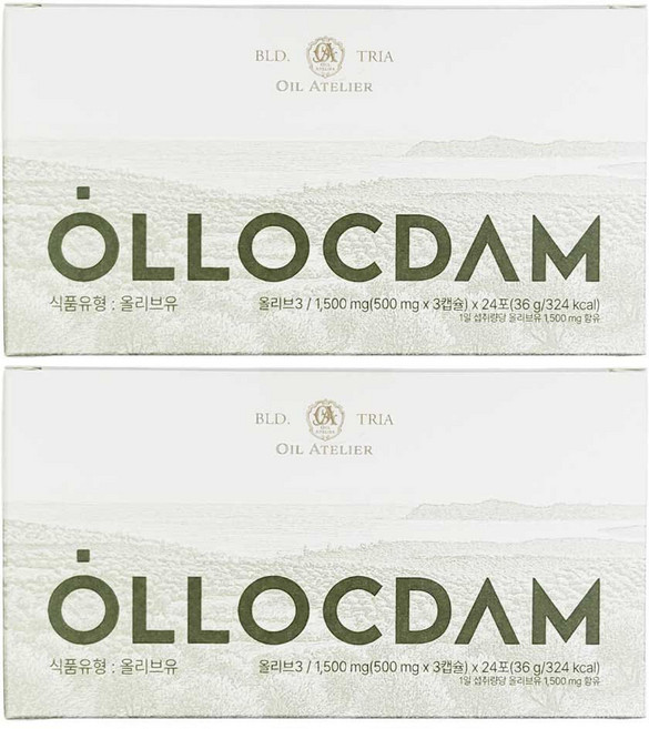 올록담 올리브3 프리미엄 EVOO 72캡슐 올리브유, 24회분, 36g, 2개