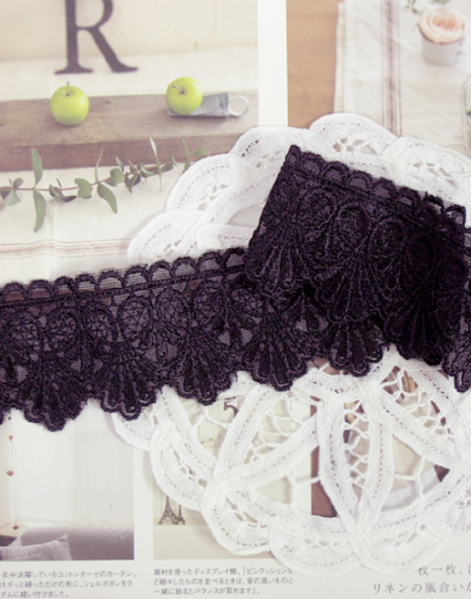 릴리패브릭 TR레이스]솔잎양면-블랙, 1개