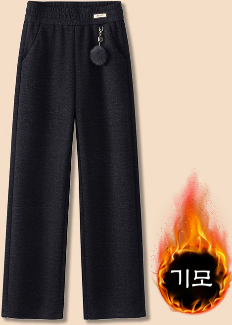 중년 여성 기모 바지 가을 겨울 캐주얼 도톰 일자 팬츠 패션 코디 하이웨스트 허리밴딩 엄마 바지 LJX