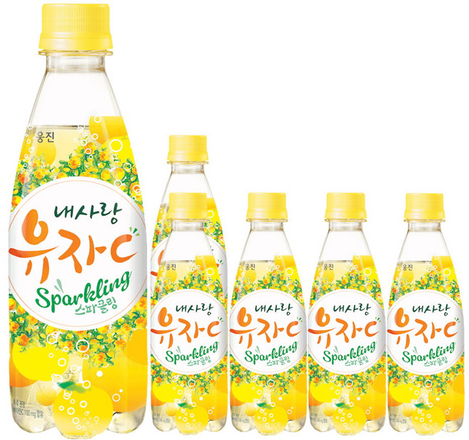 웅진 내사랑유자C 스파클링, 6개, 350ml