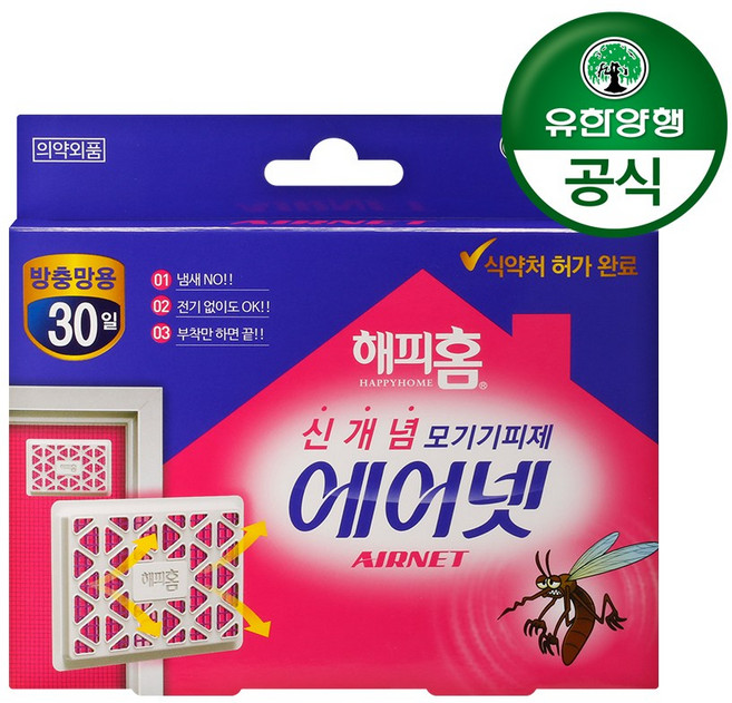 해피홈 에어넷 모기기피제 방충망용, 2.85g, 1개