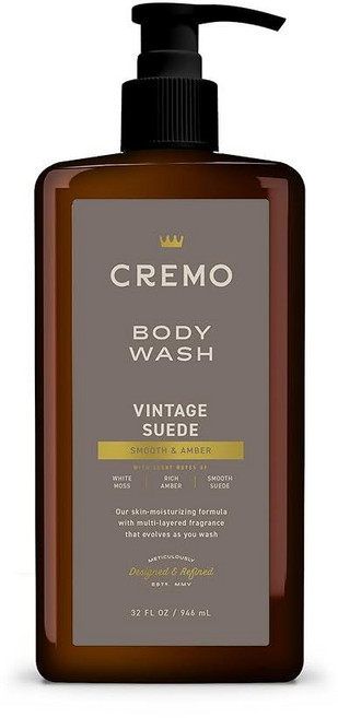 Cremo Rich-Lathering Spice & Black Vanilla 남성용 바디 워시 향신료의 노트 다크 우드 및 블랙 바닐라 916.4ml(32온스)