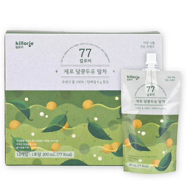 킬로리 제로달콩 두유 말차, 12개, 200ml