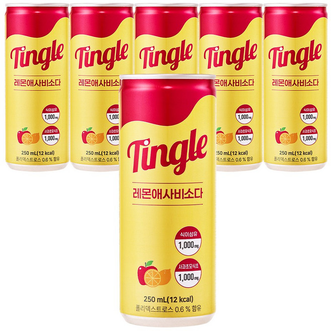 Tingle 레몬애사비소다, 250ml, 6개