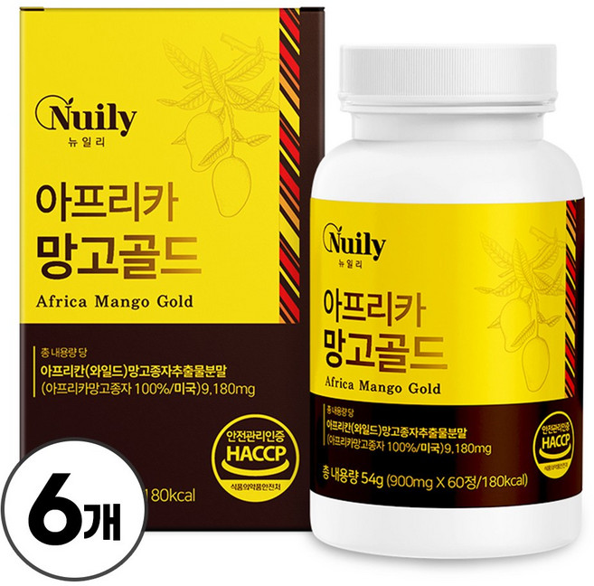 아프리카 망고 종자 추출물 와일드망고 씨앗, 6개, 60정