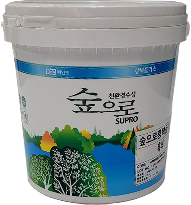 KCC숲으로 광택플러스 내부용 유광 수성페인트, 흑색, 2L, 1개