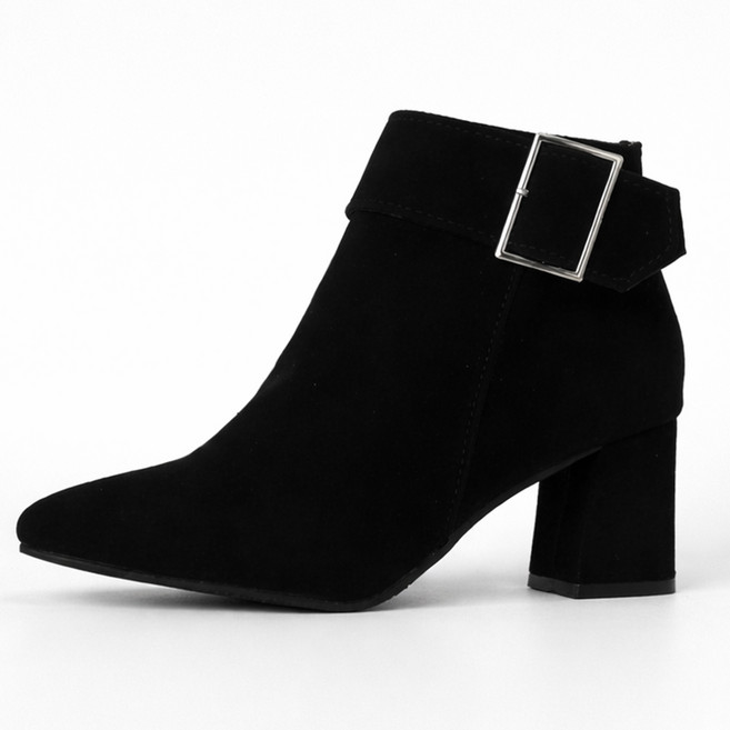 타니즈 루케 하객신발 스웨이드 키높이 버클 여성 미들 앵클부츠 (6.5cm)