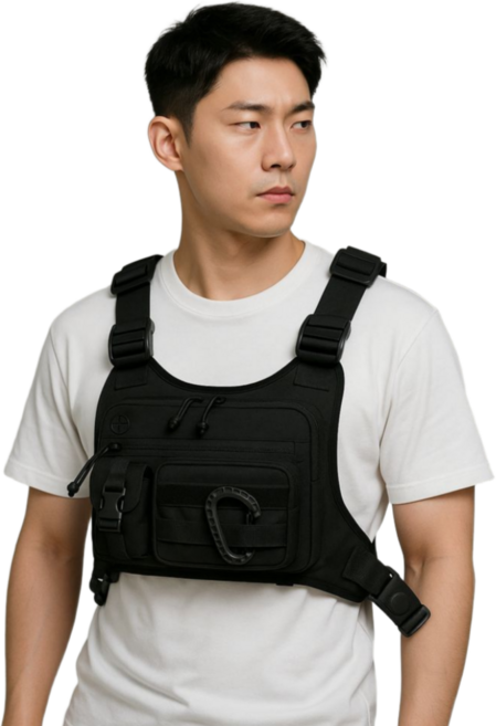 492팩토리 멀티 포켓 다용도 배달 라이더 조끼, 블랙