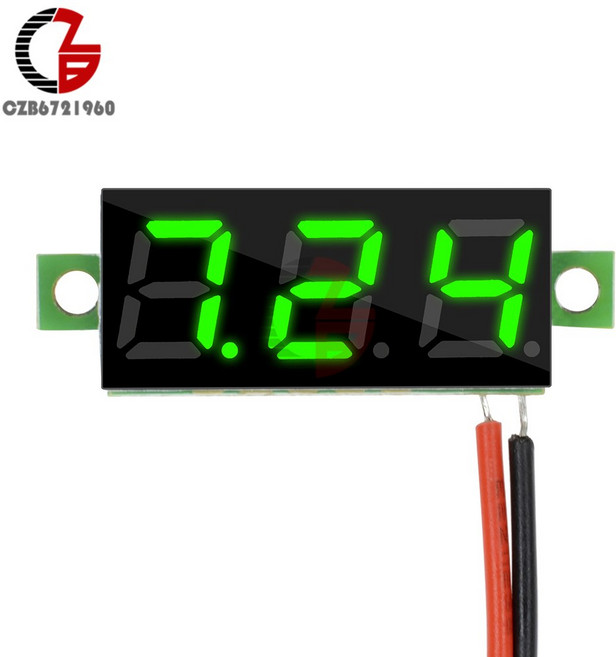 차량 0 전압 인치 레드 옐로우 100V 블루 DC 디지털 28 12V 0V 자동차 볼트메타 LED 패널 그린 검출기 모니터 24V 전압계 테스터, DC 2.5-30V Green, 1개