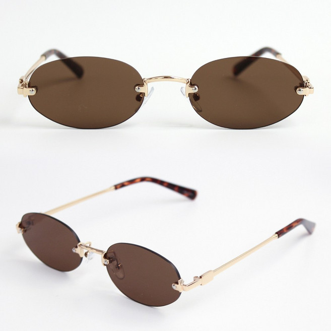 Y2K 긱시크 타원형 무테 자외선차단 선글라스