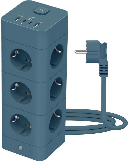 에코너 타워 멀티탭, 3단 16구 / 얼루어블루, 1개