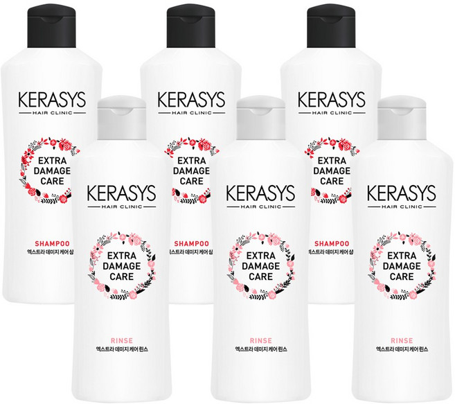 애경 케라시스 엑스트라 데미지 케어 샴푸 180ml 3개 + 린스 180ml 3개