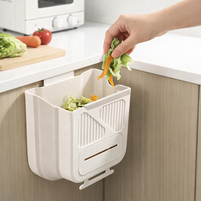 그린카멜 걸이식 주방 싱크대 음식물 쓰레기통 10L, 1개, 크림화이트