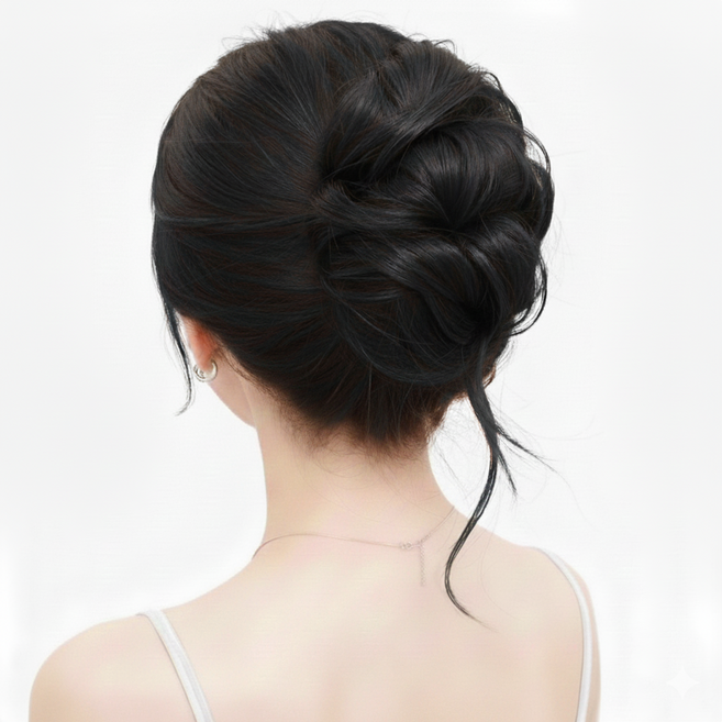 노블바인 볼륨 똥머리 부분가발 번메이커 업스타일, 1개, 리얼블랙