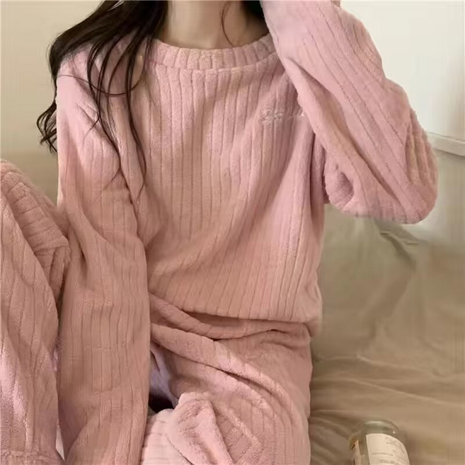 FUXI 珊瑚絨睡衣女 毛絨居家服套裝