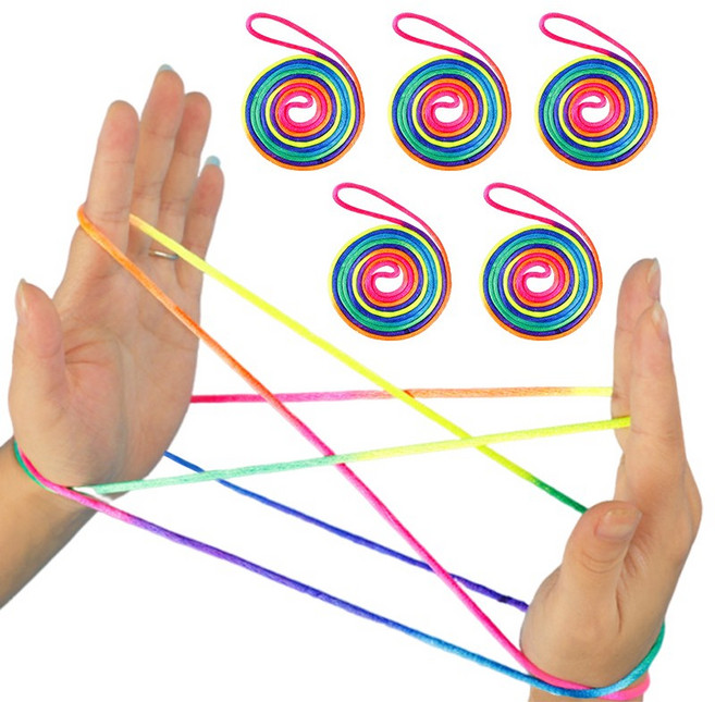 LINJIN 알록달록 무지개 실 추억의 실뜨기 장난감, 5개