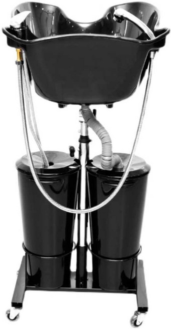 이동식 샴푸대 바버샵 머리감기 요양원 세발기 세면대, 1개, 대형 샴푸대 블랙 2단