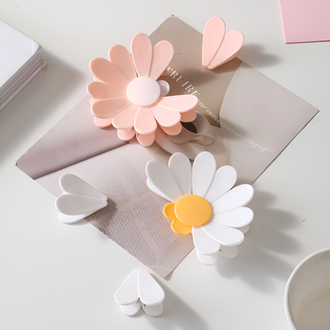 다용도클립 데이지 꽃 인테리어 냉장고 자석 밀봉 집게, 1세트, 화이트