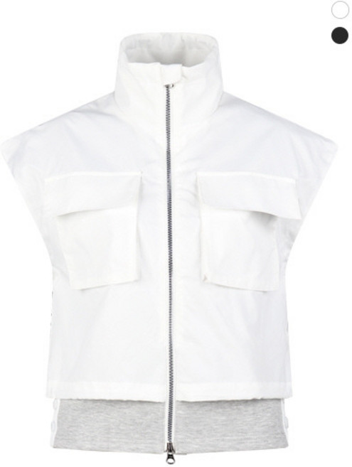 럭스골프 럭스골프 여성 하이넥 스트링 포켓 레이어드 집업 베스트 조끼 OH25M502W