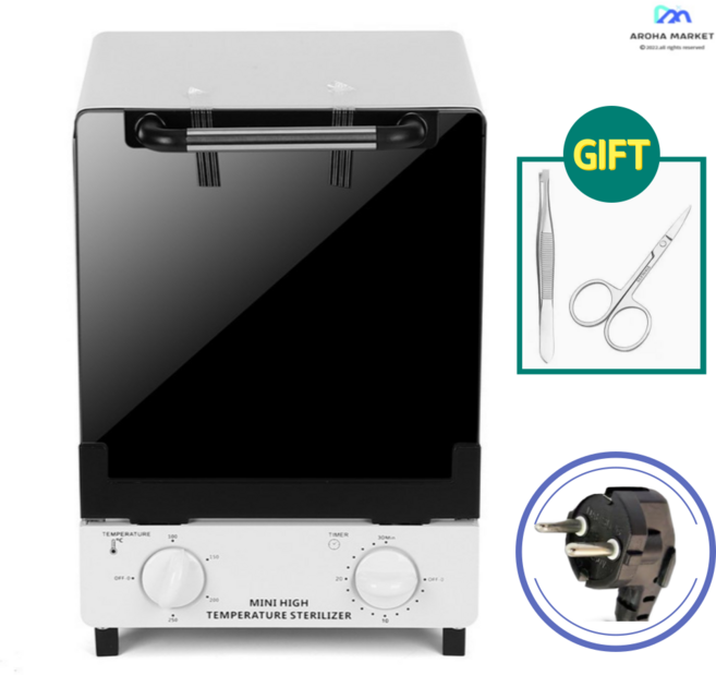 아로하 건열멸균기 치과용 피부샵 네일 살균기 미니 소독기 의료 치과 구강 장비 살균기 소독 캐비닛 매니큐어 도구 고온 소독 상자 기계 소형, 화이트