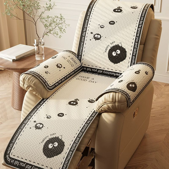 리클라이너커버 사계절 천갈이 커버 덮개 냉감 패드 1인 리클라이너 쇼파, 1개, 재미있는작은석탄쿨텐셀의자패드-네귀모서리