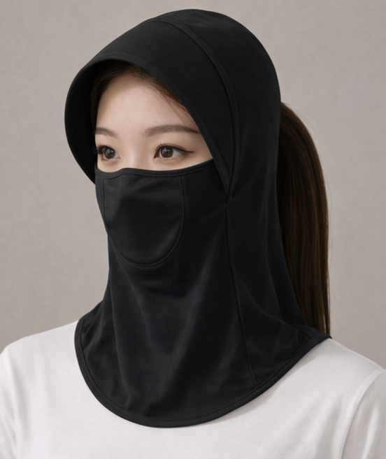 비플로 쿨가드 자외선차단 후드 풀페이스 마스크, 1개, 아이스블랙 에어핏