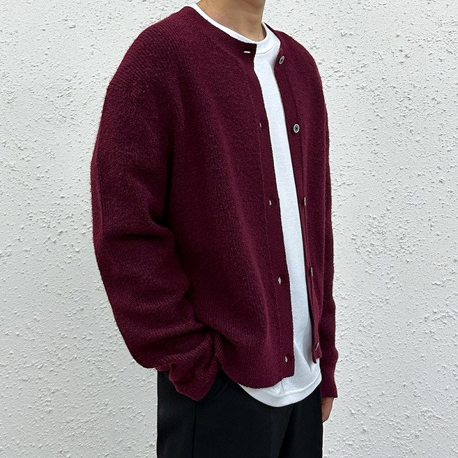 더맨쉽 남녀공용 크롭 라운드넥 캐시라이크 니트 가디건 M~2XL 빅사이즈 SBTGT12001