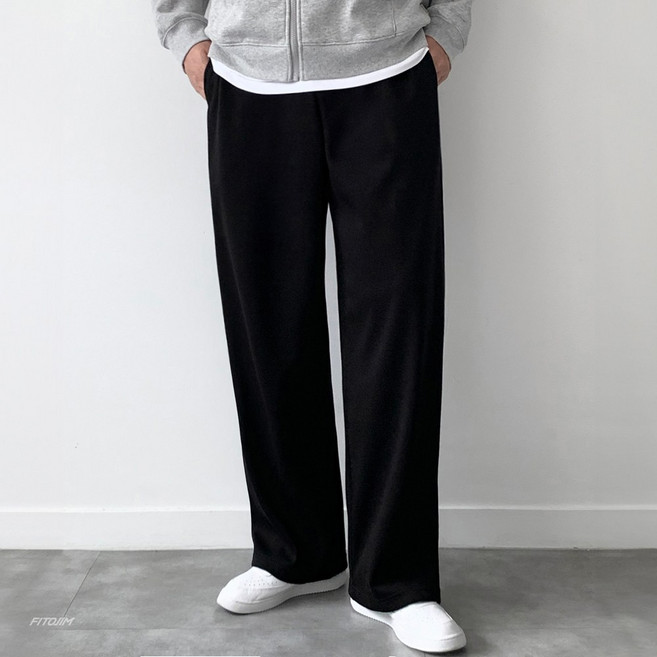 FITOJIM 남자 일반/기모 스웨트 면 세미와이드 트레이닝 밴딩 팬츠 츄리닝 바지