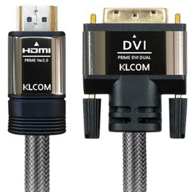 케이엘시스템 4K HDMI2.0 to DVI-D 듀얼 메탈 케이블 1M KL41 무산소동OFC 금도금 PVC나일론+메쉬 HDCP지원