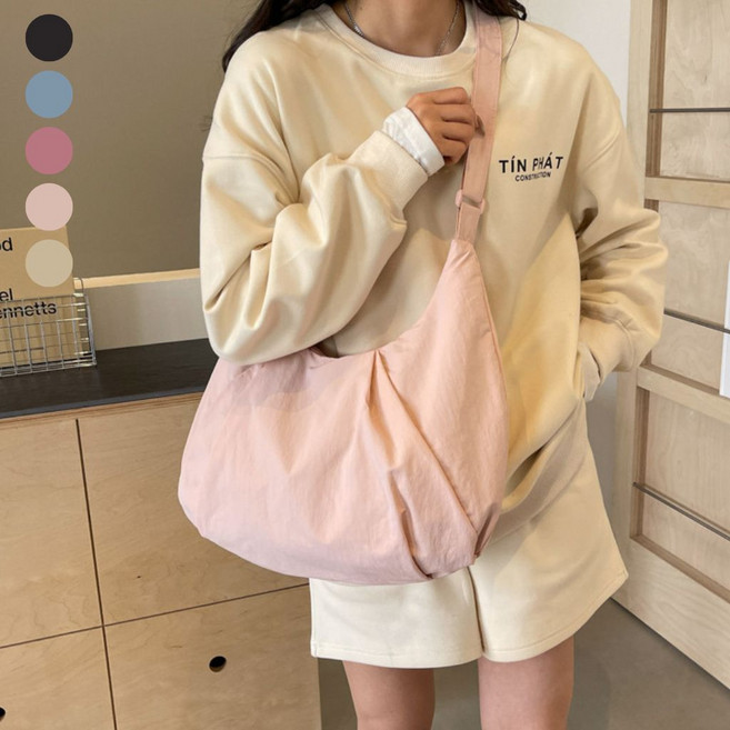 하이핀 170g 초경량 여성 데일리 반달 크로스백 가벼운 호보백 숄더백