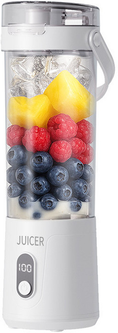 PYHO 휴대용 무선 믹서기 소형 블랜더 사무실이나 야외에서 모두 휴대하고 사용할 수 있어 USB 충전 전기 믹서컵 600ml, 흰색