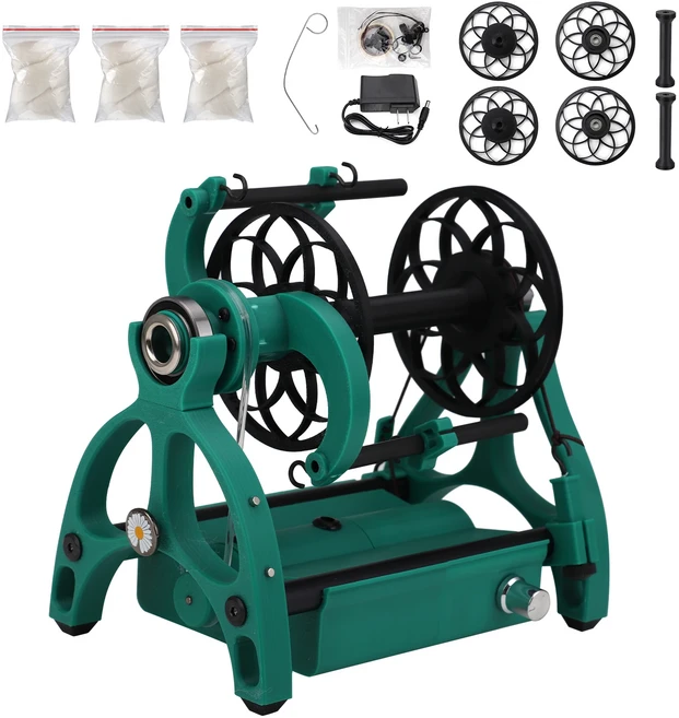 방적 실 와인 더 전기 뜨개질 양모 크로 셰 자동 가정용 휠 섬유 플라이휠 암 도구 면 액세서리 필러 오팔, 02 녹색