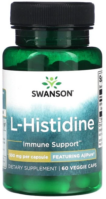 스완슨 L-히스티딘 500mg 60 베지캡슐, 1병, 60정 - 쿠팡