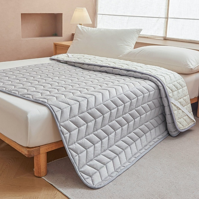 사계절 소프트 순면 누빔 침대패드 고정밴드형 BY-F-04, 그레이
