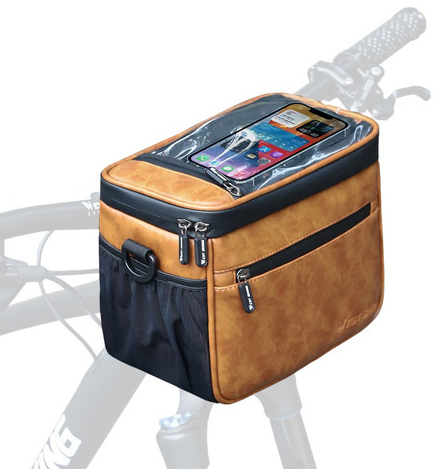 시그니처베이지 자전거 킥보드 핸들바 핸드폰 거치대 가방 YPZ333, 1개, 브라운