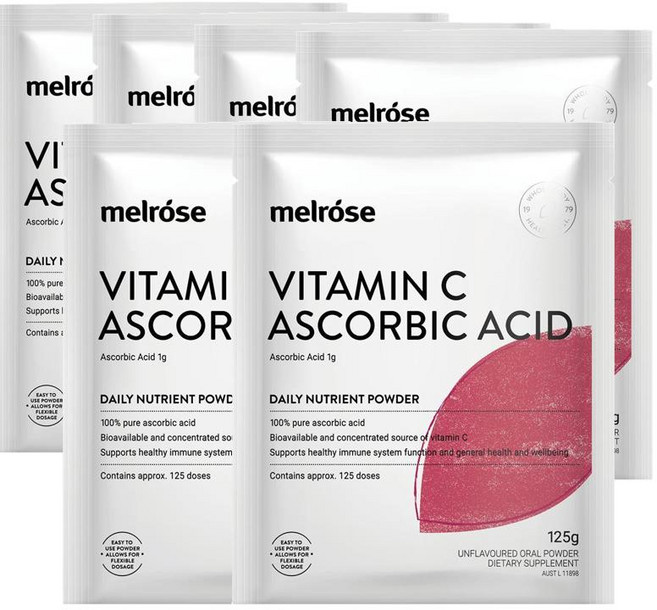 뉴질랜드 멜로즈 Melrose Vitamin C + Ascorbic Acid 비타민C 아스코르브산 파우더, 125g, 6개