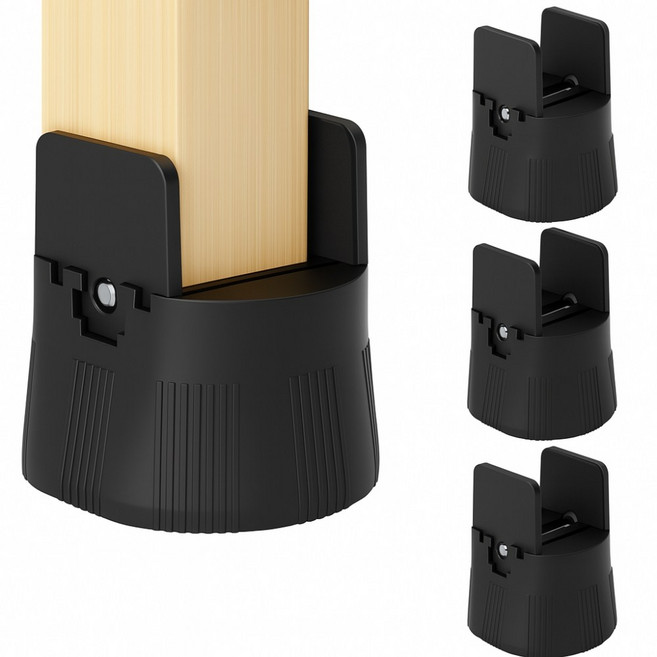 [너비 조절 가능] 곽씨네슈퍼 가구 높이조절발 고정형 일자, 4개, 블랙 5.2cm