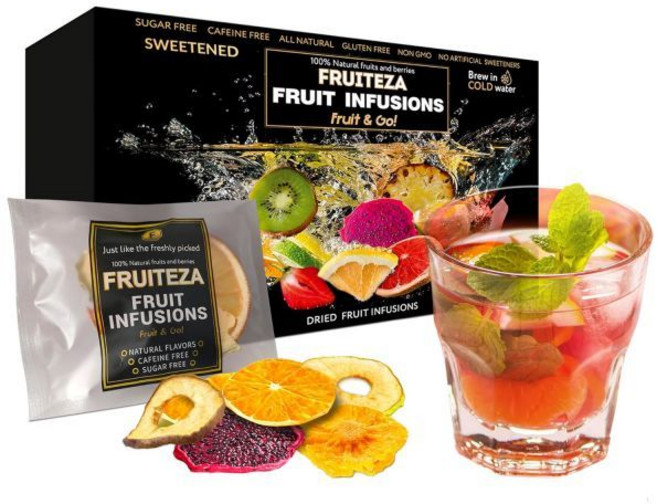 프루티자 콜드 브루 과일 인퓨전 샘플러 다양한 열대 향의 허브 티백 카페인 프리 티 박스 아이스티용 물 향료 팩, Tropical Fruits - Sweetened, 10 Count (Pack of 1), 없음, 1개