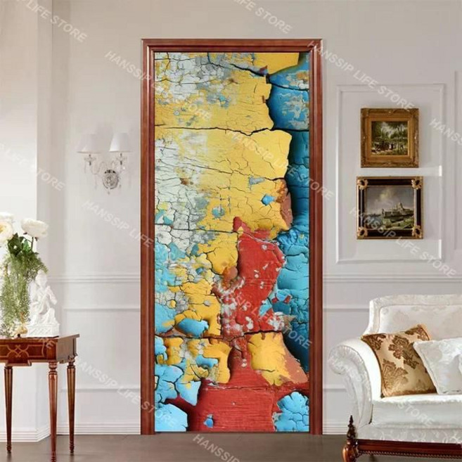 힙합 팝아트 현관문 방문 문짝 출입문 화장실문 도어 포인트 시트지 필름 레트로 유니크 화려, 40x120cm, 7